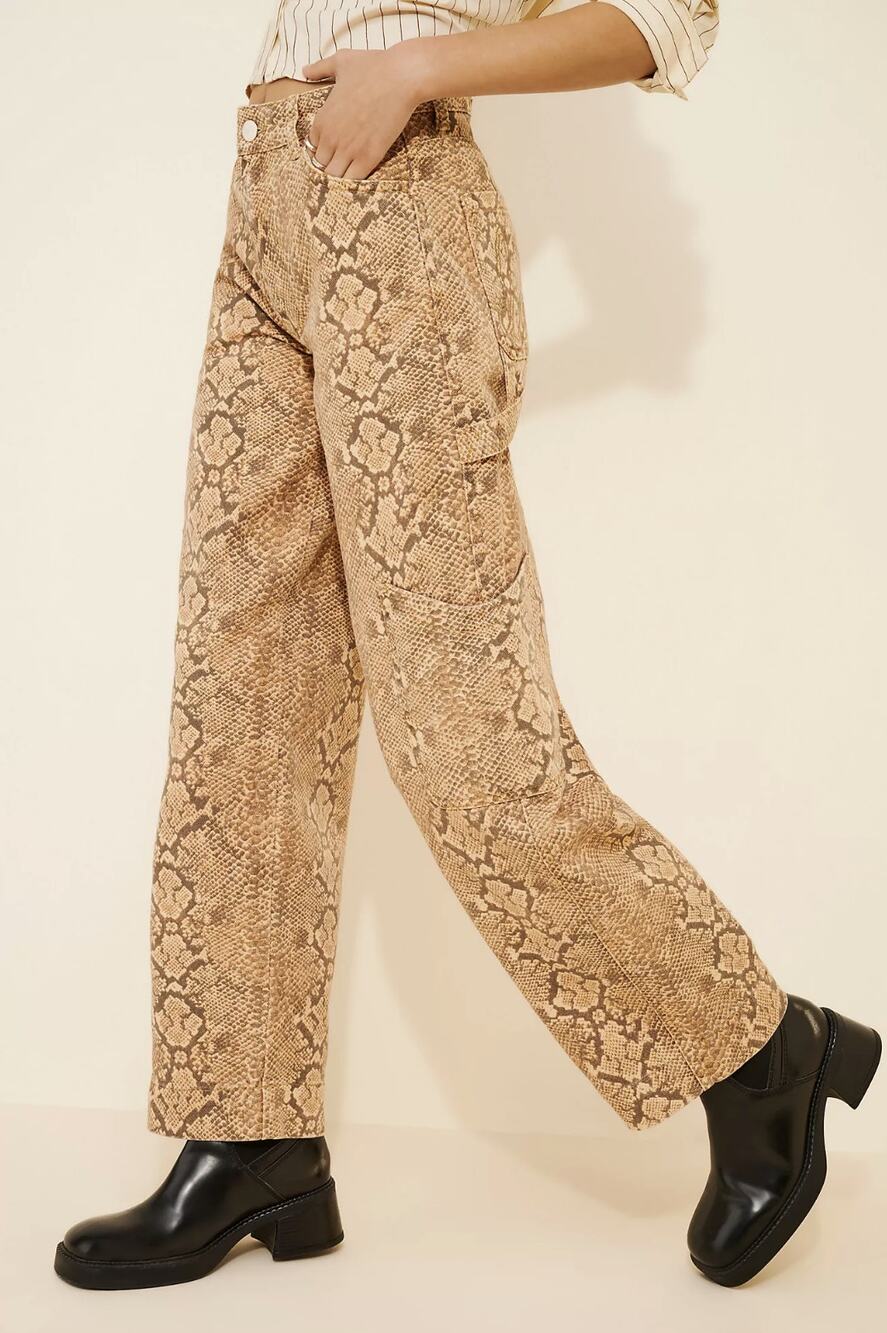 Damson Madder Drew Cargo Jeans Snake Print 6 UK / 2 US NWT
